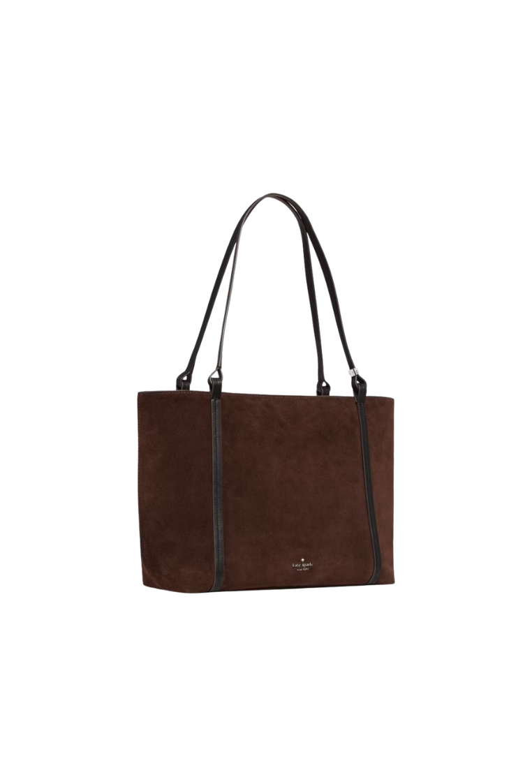 ( PREORDER ) Kate Spade Marlowe Suede Tote Bag In Hot Fudge Multi KP264