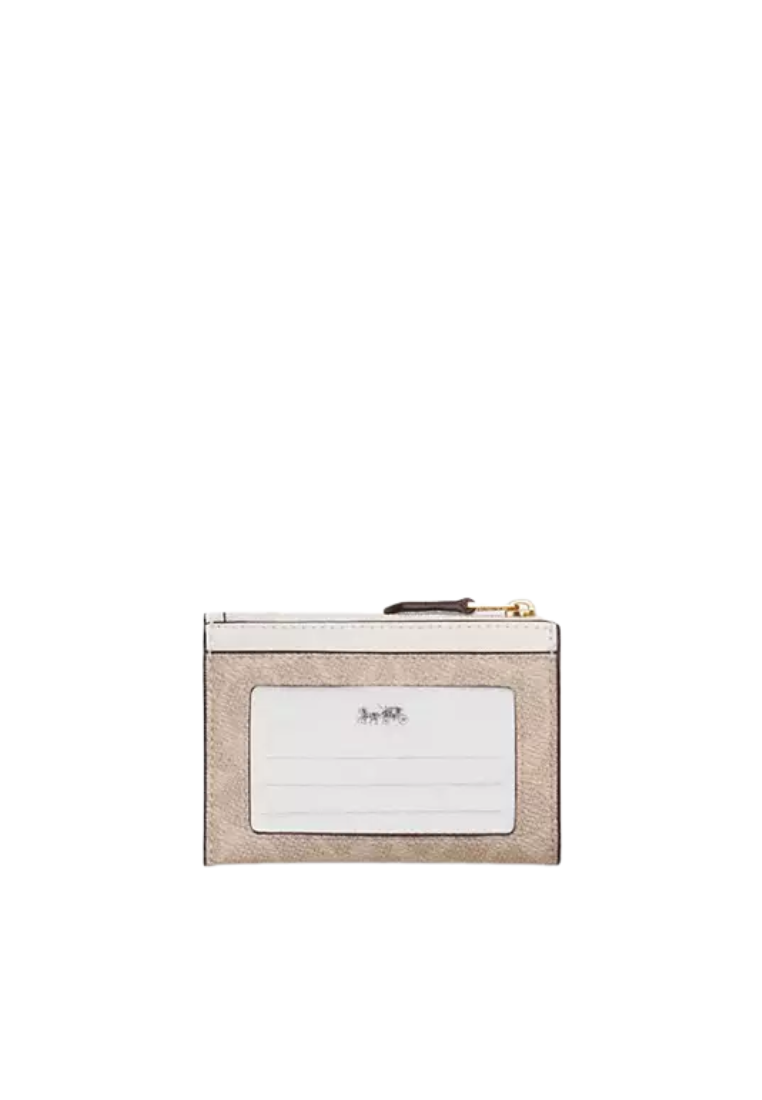 Coach Mini Skinny Id Signature Canvas Card Case In Sand Chalk CW870