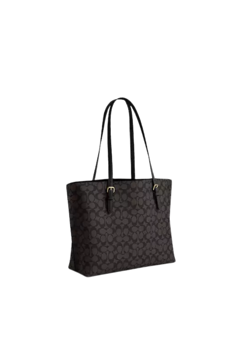 Coach Mollie In Signature Canvas Tote Bag In Walnut Black CV967