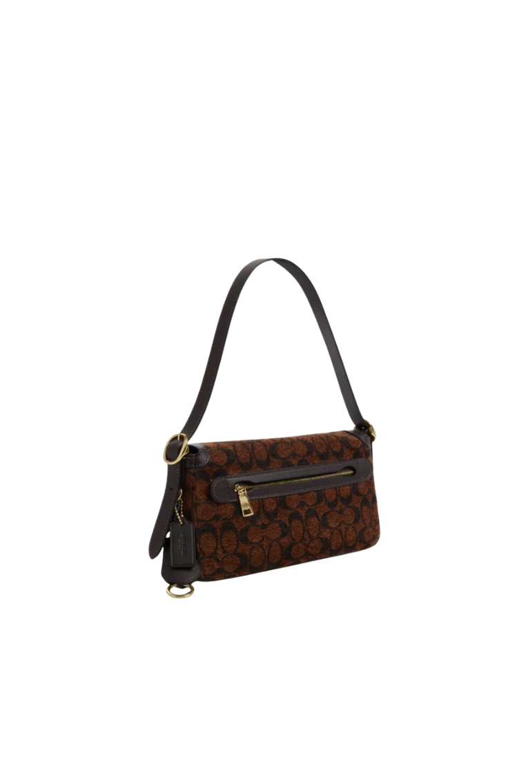 Coach Etta Small Flap Shoulder Bag In Signature Chenille In Gold Truffle CCV65