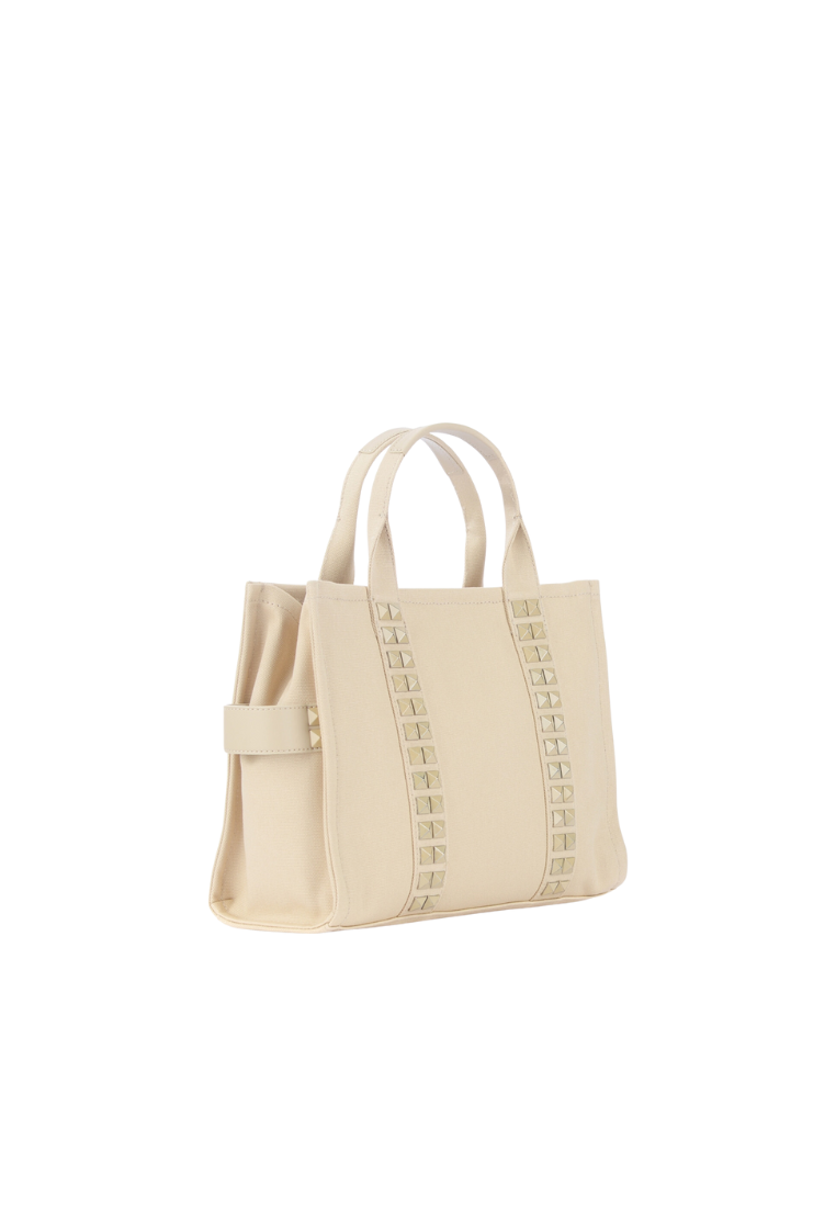 ( AS IS ) Marc Jacobs The Studded Medium Tote Bag Top Handle In Beige H071M12FA22