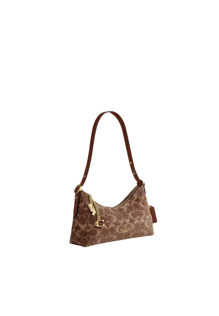 ( PREORDER ) Coach Emeilia Signature Chenille Shoulder Bag In Vintage Brown CFN74
