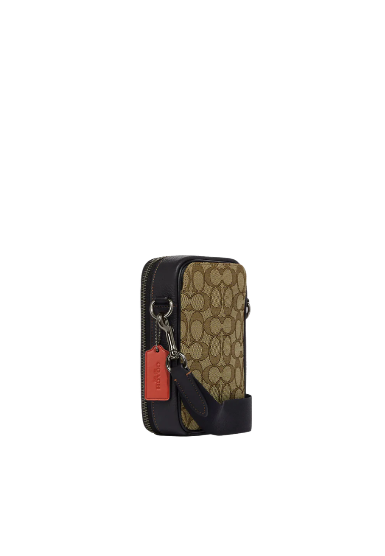 Coach Stanton Crossbody Bag In Signature Jacquard In Khaki Black Multi CH097