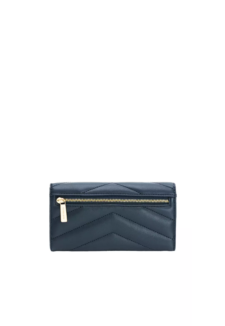 Michael Kors Jet Set Travel Soft Quilted Leather Large Trifold Wallet In Navy 35R4GTVF9V