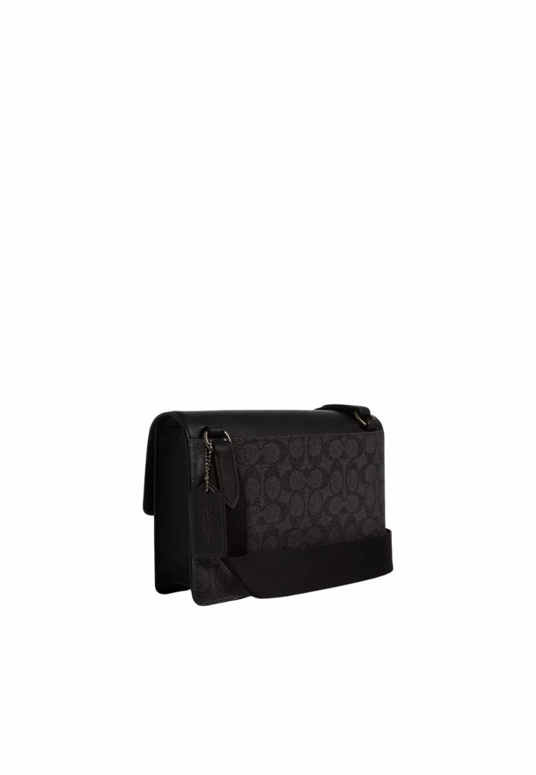 Coach Turner Flap Crossbody Bag In Charcoal Black CCQ53