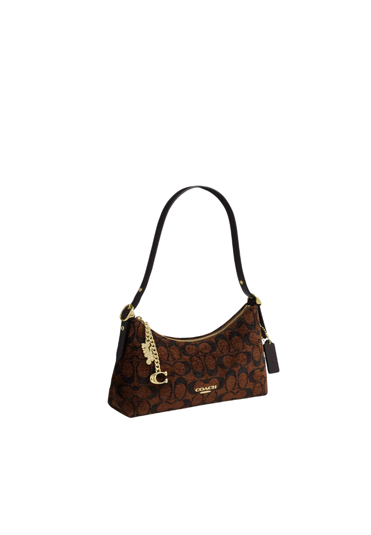 ( PREORDER ) Coach Emeilia Signature Chenille Shoulder Bag In Truffle CFN74
