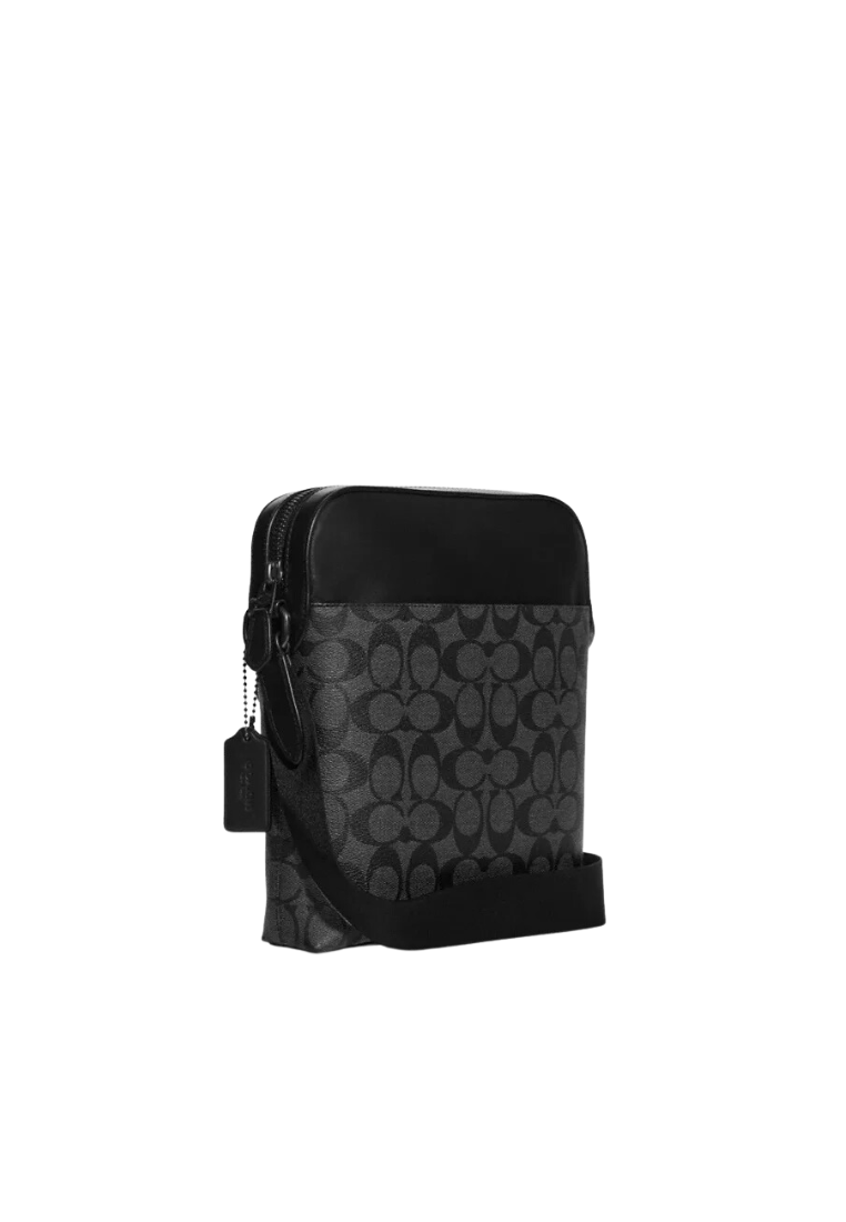 Coach Signature Houston 4010 Flight Crossbody Bag In Black Charcoal