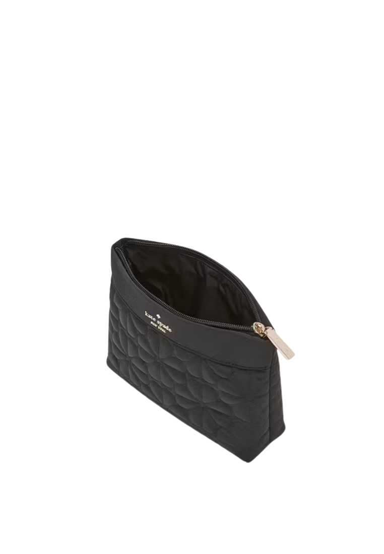 Kate Spade Spade Flower Pouch Cosmetic Quilted In Black