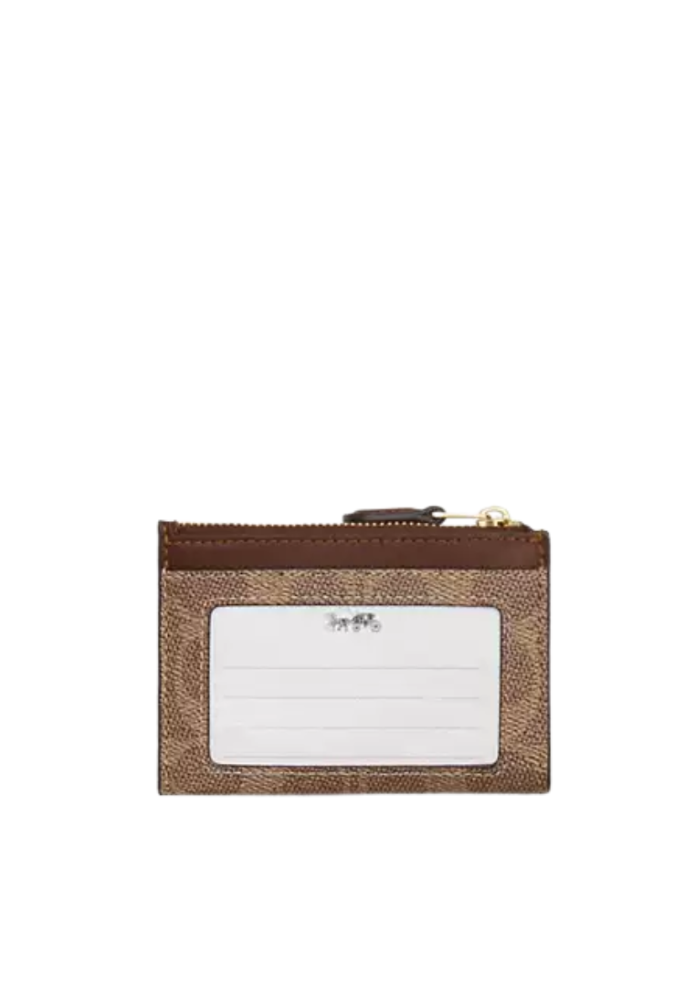 Coach Mini Skinny Id Signature Canvas Card Case In Tan Brown CW870