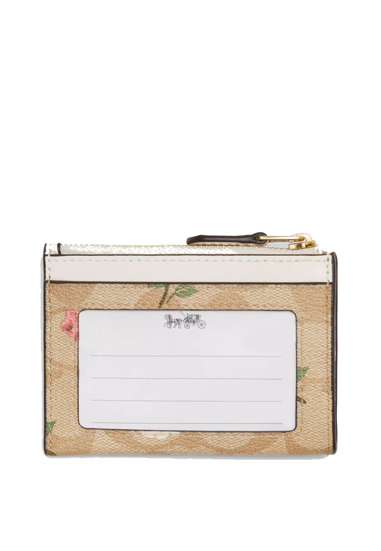 Coach Mini Skinny Id Card Case In Signature Canvas With Floral Print In Light Khaki CR972