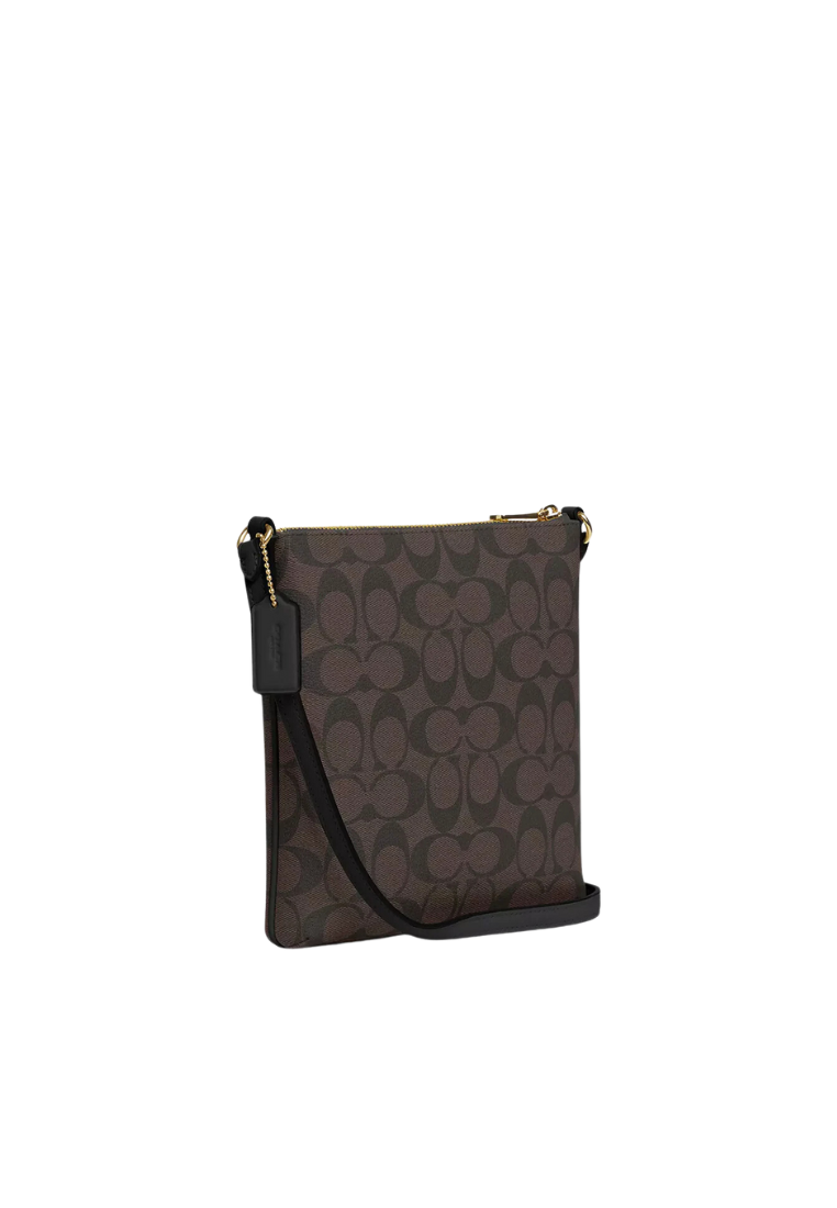 Coach Mini Rowan File Bag In Signature Canvas In Brown Black CS182