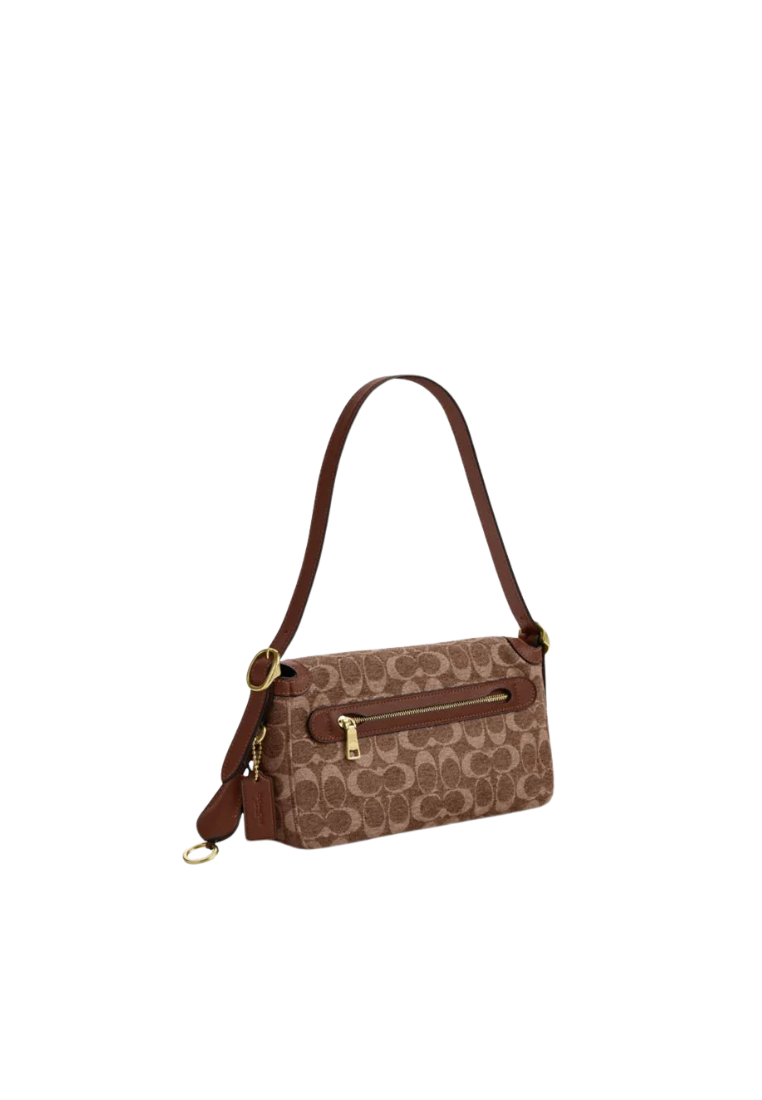 Coach Etta Small Flap Shoulder Bag In Signature Chenille In Vintage Brown CCV65