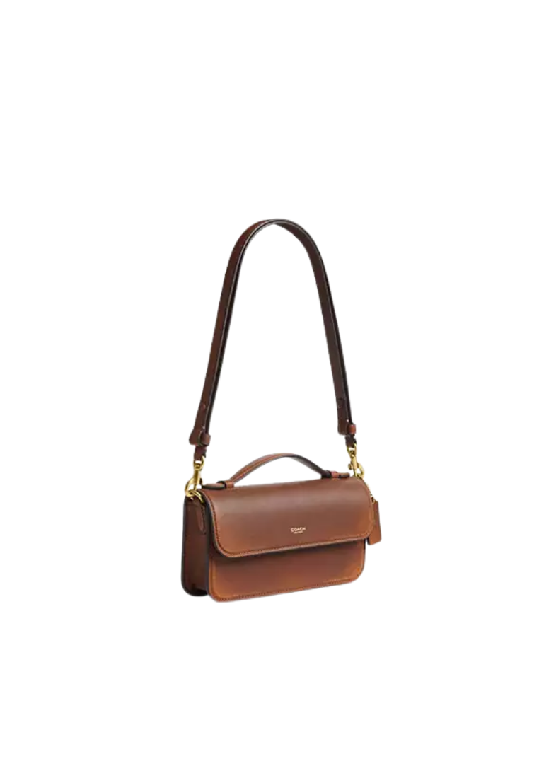 ( PREORDER ) Coach New York Elora Top Handle In Loved Leather Crossbody Bag In Brass Brown CER62