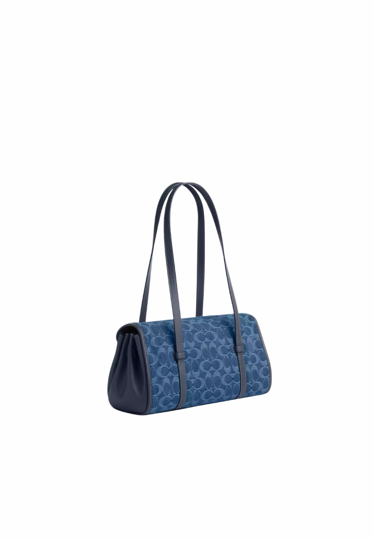 ( PREORDER ) Coach Bridget Flap In Signature Denim Shoulder Bag In Gold Indigo CDE94