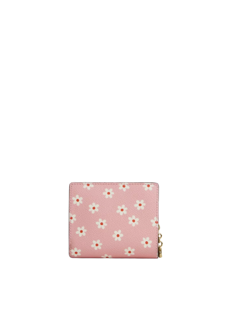 Coach Snap Wallet With Floral Print In Pink Multicolor CFE05