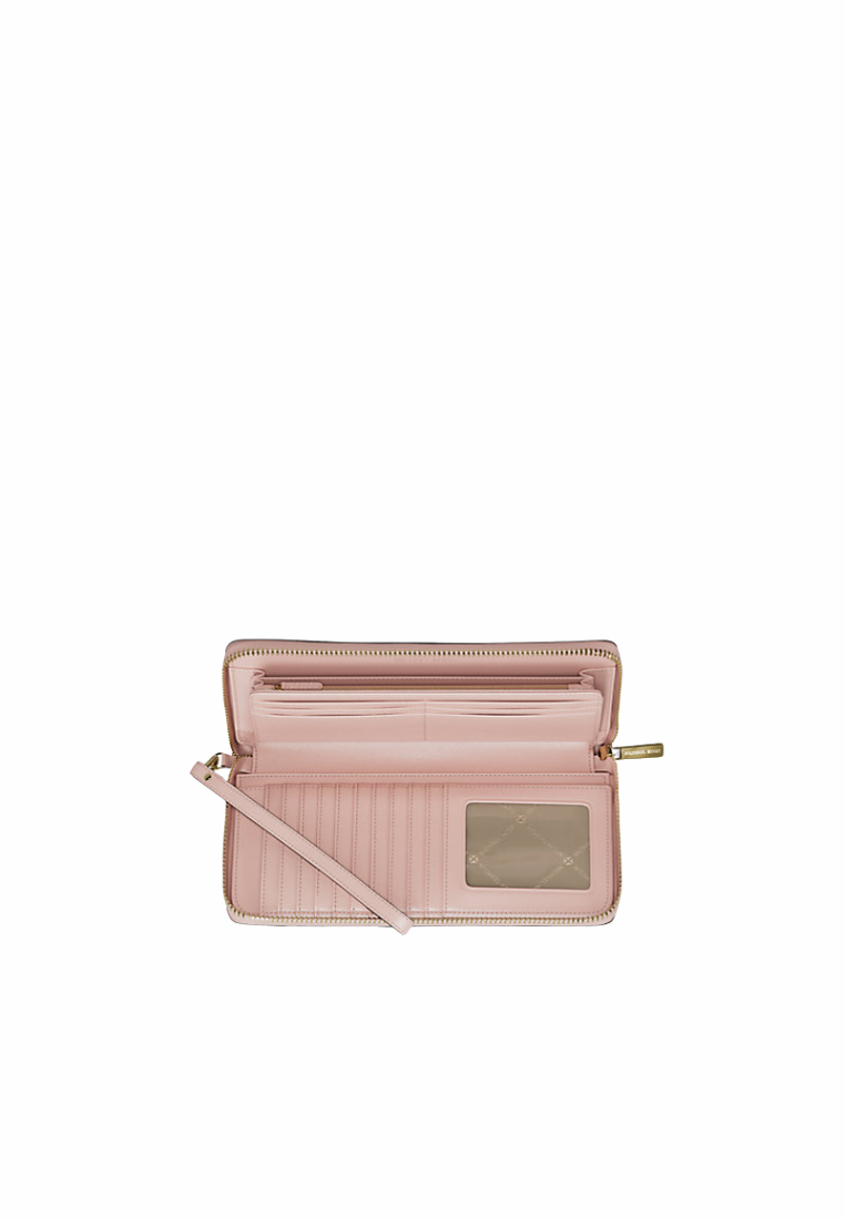 Michael Kors Jet Set Travel Large Signature Logo Continental Wallet In Powder Blush 35R4GTVT3V