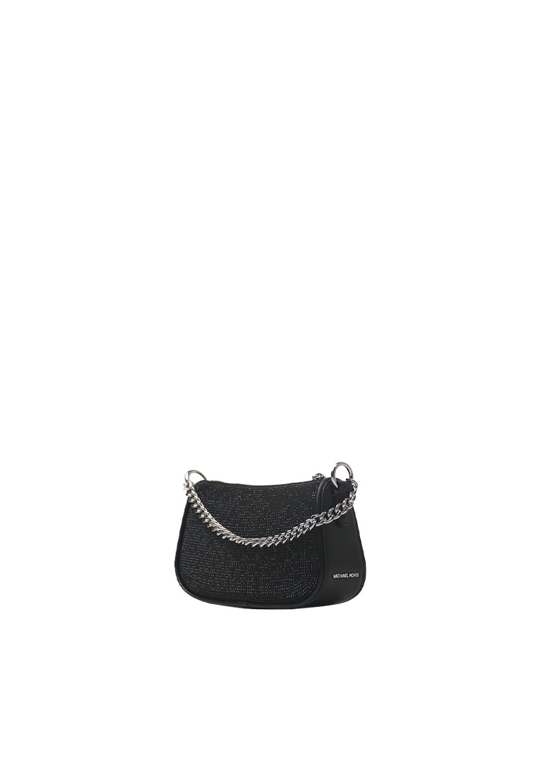 Michael Kors Carmela Small Pouchette Rhinestone Chain Shoulder Bag In Black 35F4S1QC1S