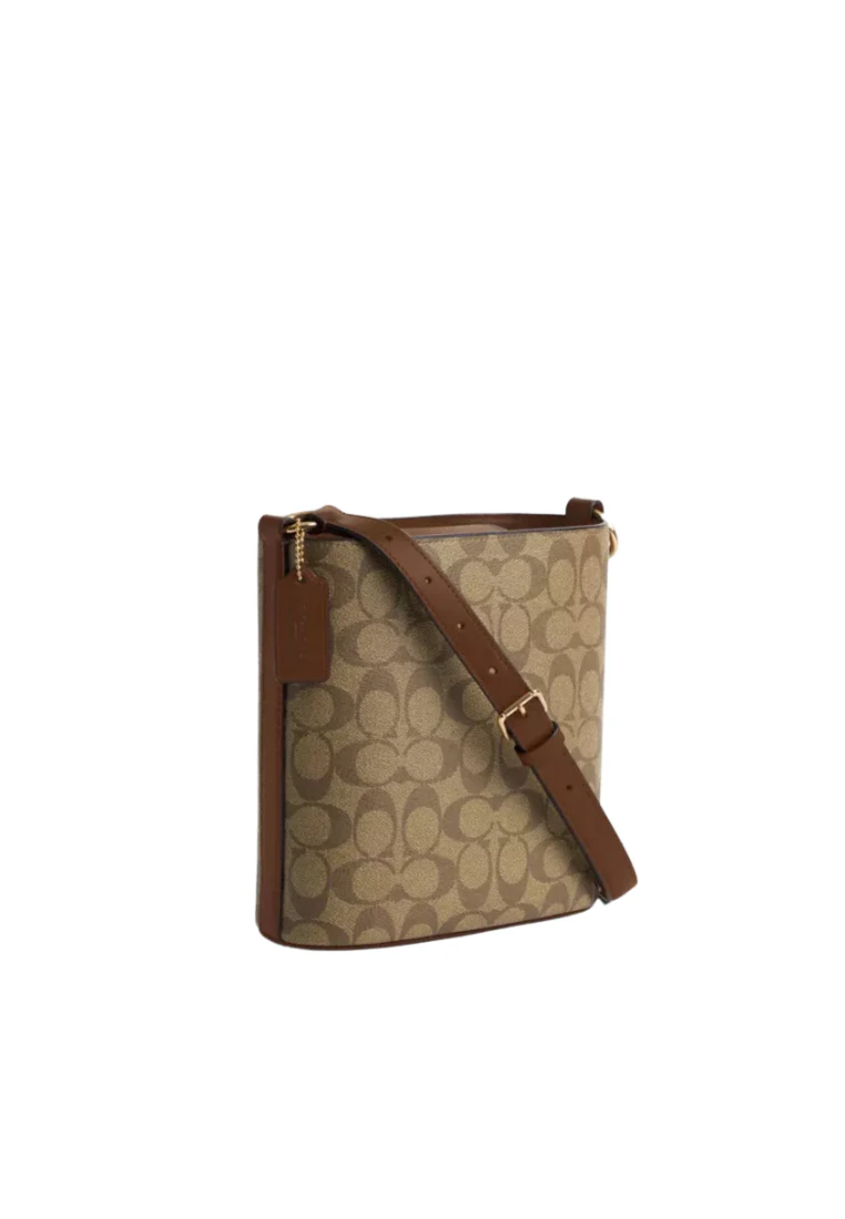 Coach Sophie Bucket Bag In Signature Canvas In Khaki Saddle CR154