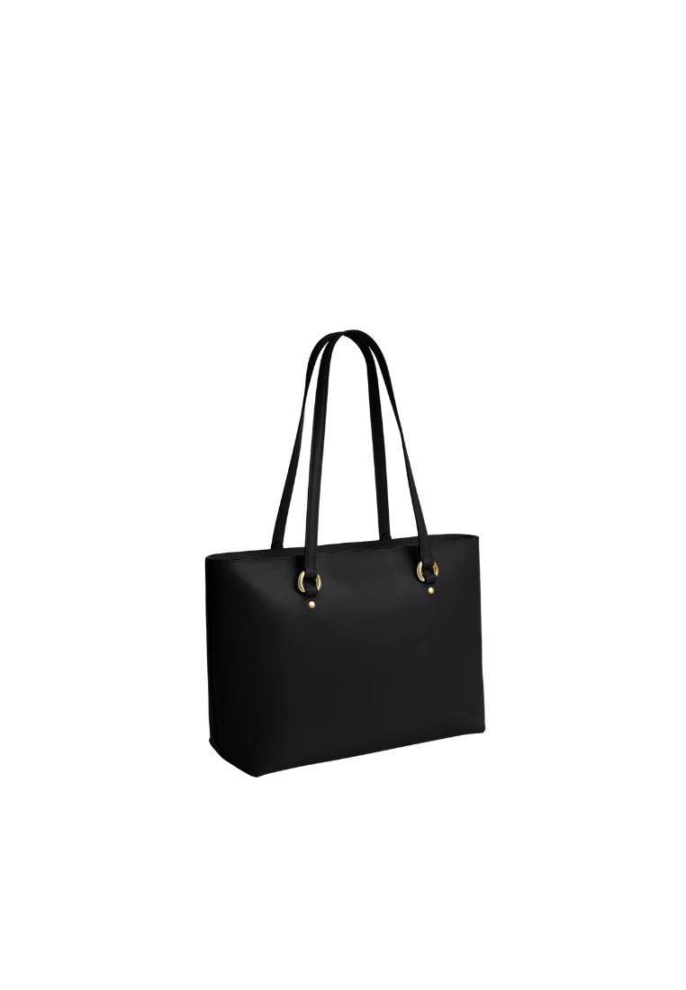 Coach Station Crinkle Leather Tote Bag In Black CEA65