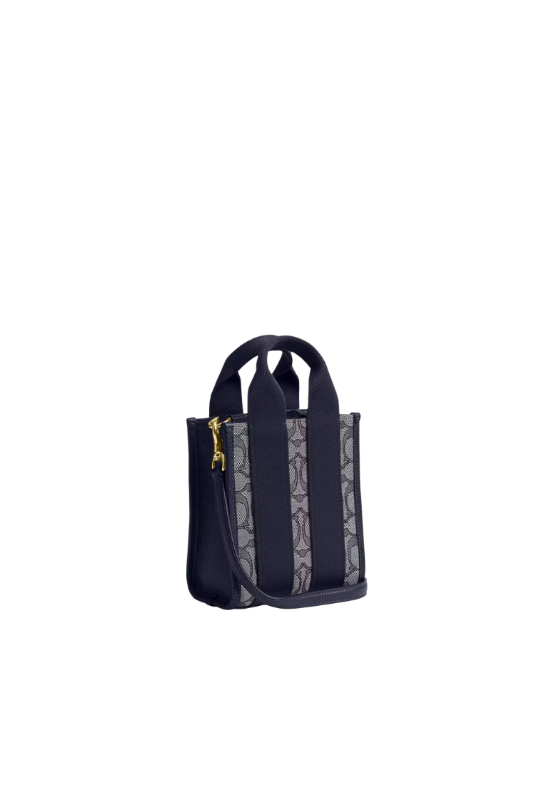 Coach Smith Mini Tote Bag In Signature Jacquard In Midnight Navy CCL75