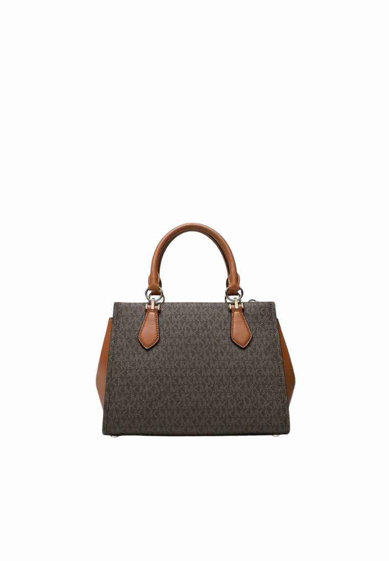 Michael Kors Marilyn Medium Satchel Bag Signature Logo In Brown 35F5G6AS2B