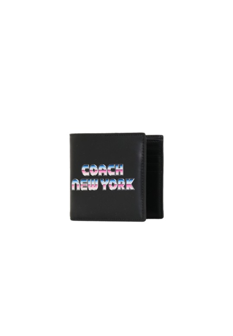 Coach Double Billfold C3412 With New York Graphic Wallet In Black