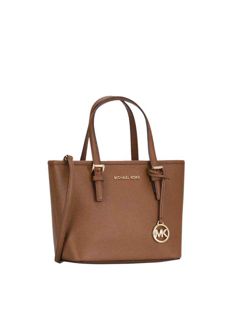 Michael Kors Jet Set Travel Extra Small Tote Bag Top Zip Carryall Convertible In Luggage 35T9GTVT0L