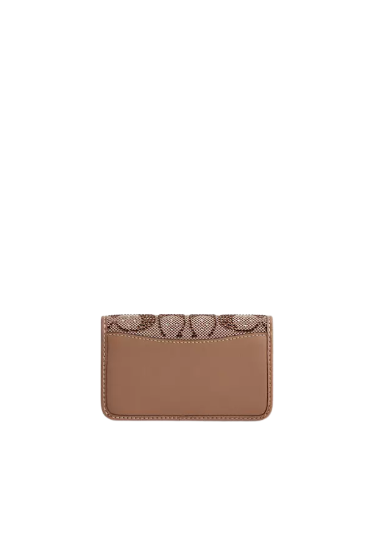 ( PREORDER ) Coach Essential Slim Crystal Signature Jacquard Card Case In Mushroom CCD16
