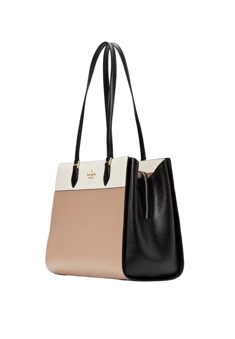 Kate Spade Madison Colorblock Saffiano Leather East West Tote Bag In Toasted KC618
