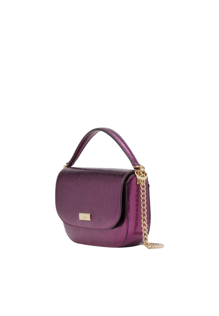 Kate Spade Krista Metallic Chain Flap Crossbody Bag In Dark Raspberry KI955