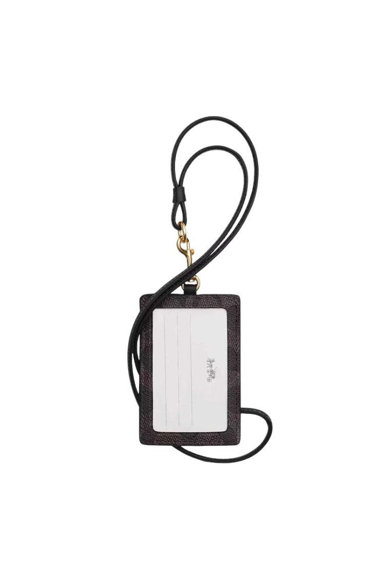 Coach ID Signature Canvas Lanyard In Walnut Black CZ285