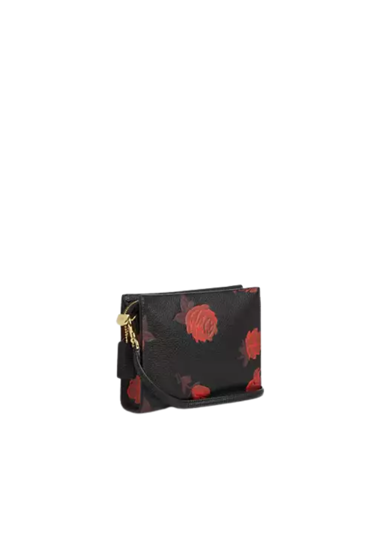 Coach Slim Crossbody Bag With Floral Print In Black Red CCI76