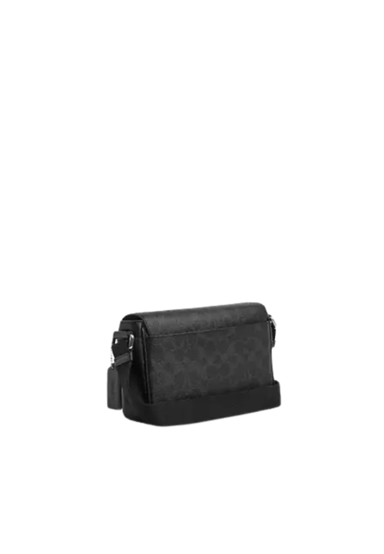 Coach Jack Small Flap Crossbody Bag In Signature Canvas In Black CDZ95