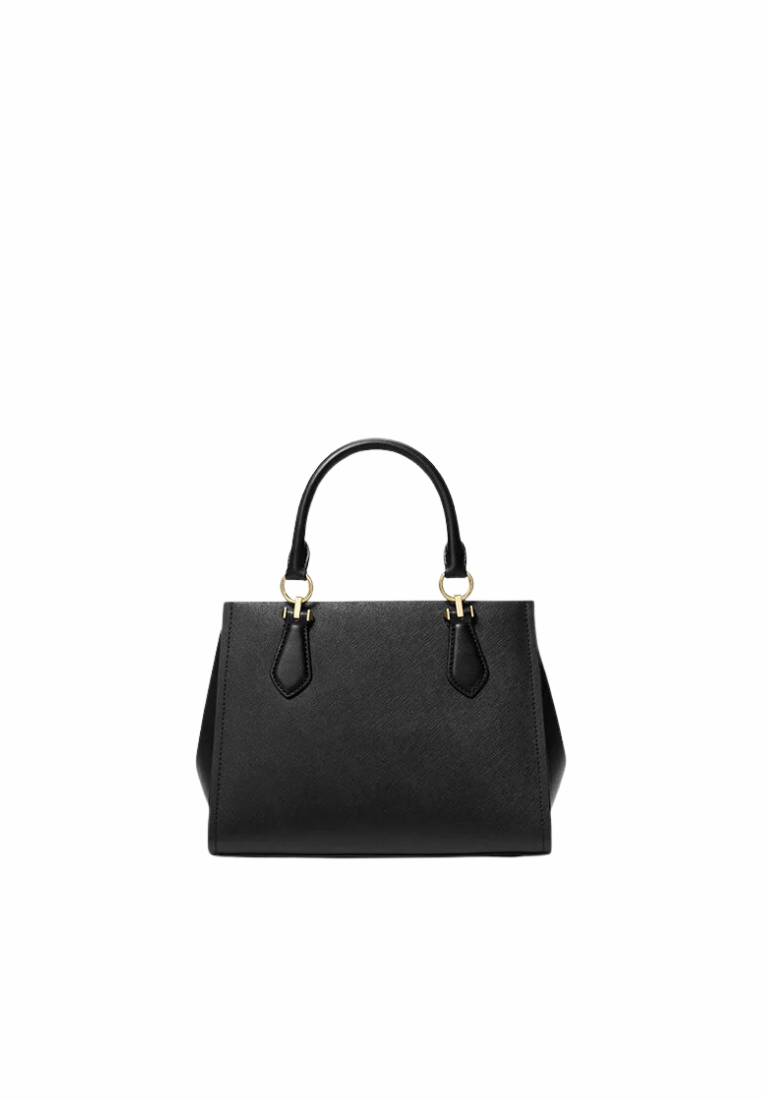 Michael Kors Marilyn Medium Satchel Bag Saffiano Leather In Black Noir 35F5S6AS2L