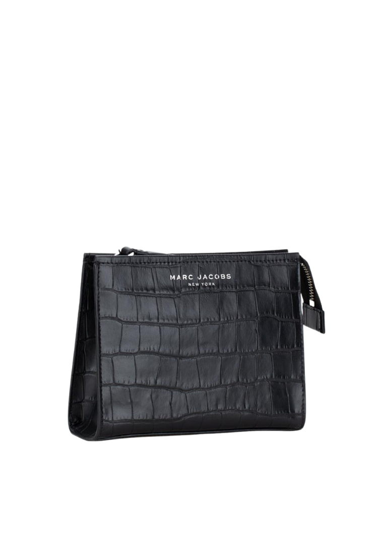 Marc Jacobs Grind Crocodile Cosmetic Pouch Bag Embossed In Black 4S3SCP001S03