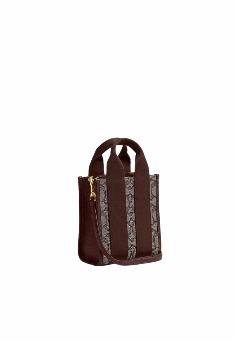 Coach Smith Mini Tote Bag In Signature Jacquard In Oak Maple CCL75