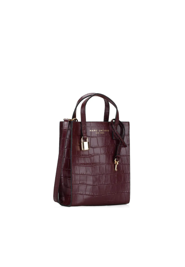 Marc Jacobs Micro Croc Tote Bag Embossed Leather In Syrah H017L01RE22