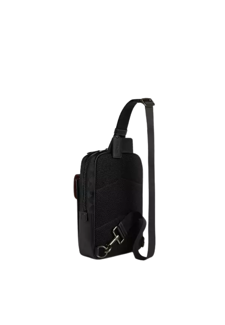 Coach Track Pack In Signature Canvas Crossbody Bag In Charcoal Black CX880