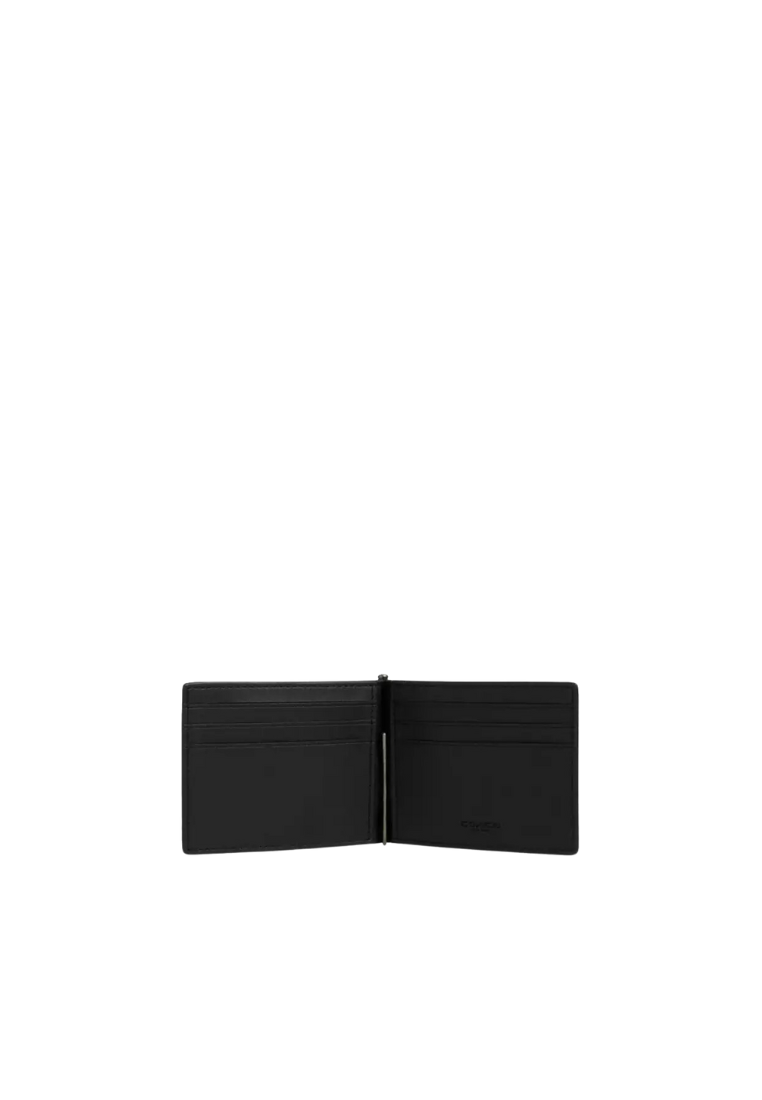 Coach Slim Money Clip Wallet Billfold In Charcoal Black CY059