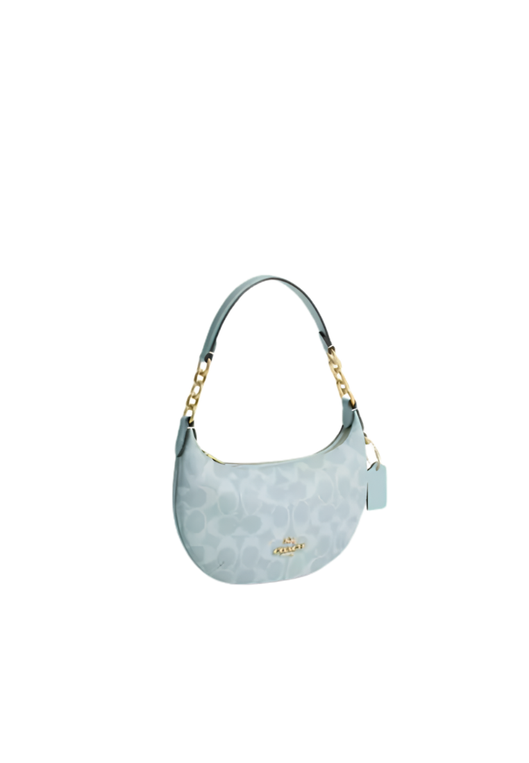 Coach Mini Payton Shoulder Bag Signature Canvas In Light Blue CEL06