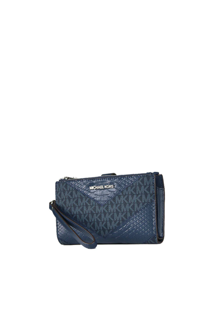 Michael Kors Jet Set Travel Large Wristlet Double Zip In Navy Multi 35R4STVW3B