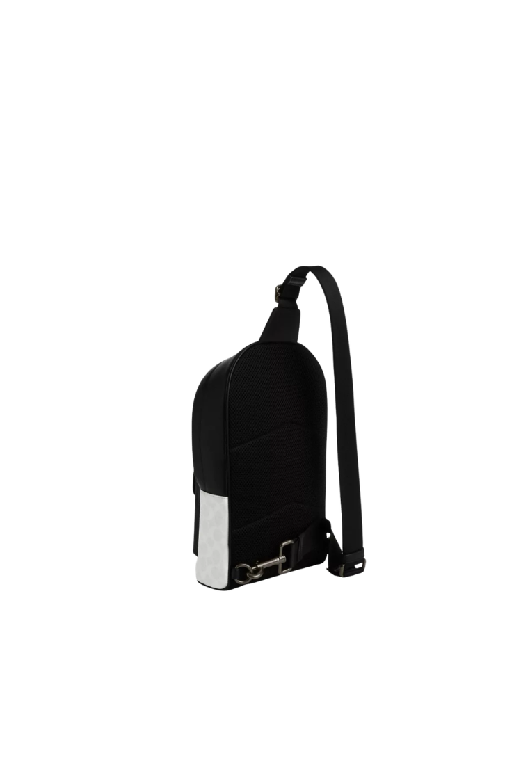Coach West Pack Sling Bag In Signature Canvas In Chalk Black CV924