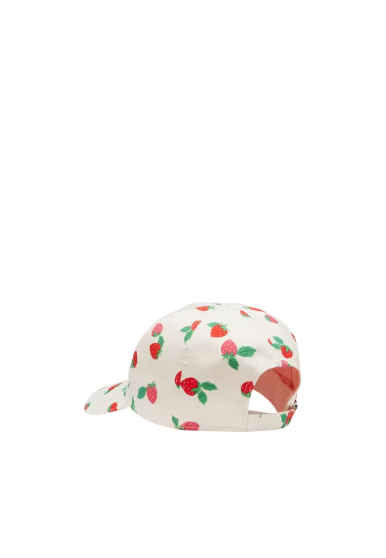 Kate Spade Tossed Strawberry Printed Baseball Cap In Cream KS1004359