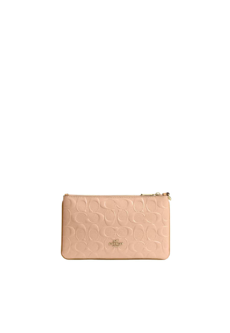 Coach Ashton Wristlet Signature Patent Leather In Faded Blush CEN12