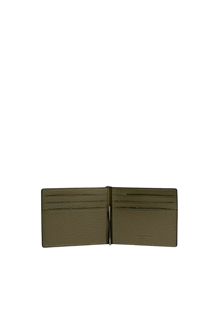 Coach Slim Billfold Wallet Money Clip In Olive CH090