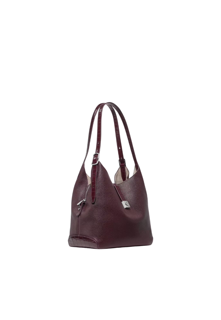 ( PREORDER ) Kate Spade Deco Croc Embossed Shoulder Bag In Blackberry Jam KP426