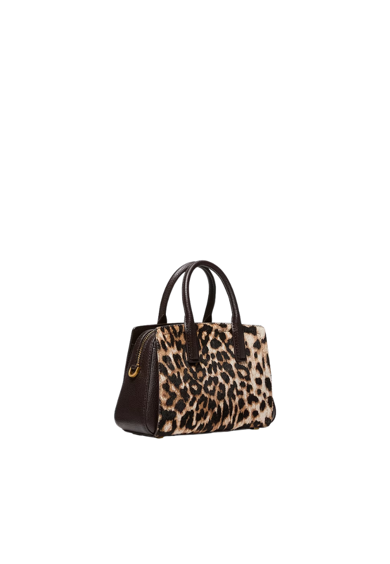 ( PREORDER ) Michael Kors Laila Small Leopard Print Calf Hair Satchel Bag In Burnt Khaki 32F6A9IC0H