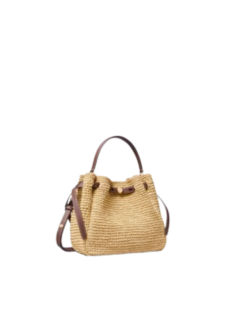 ( PREORDER ) Tory Burch Romy Woven Bucket Bag In Natural 178665