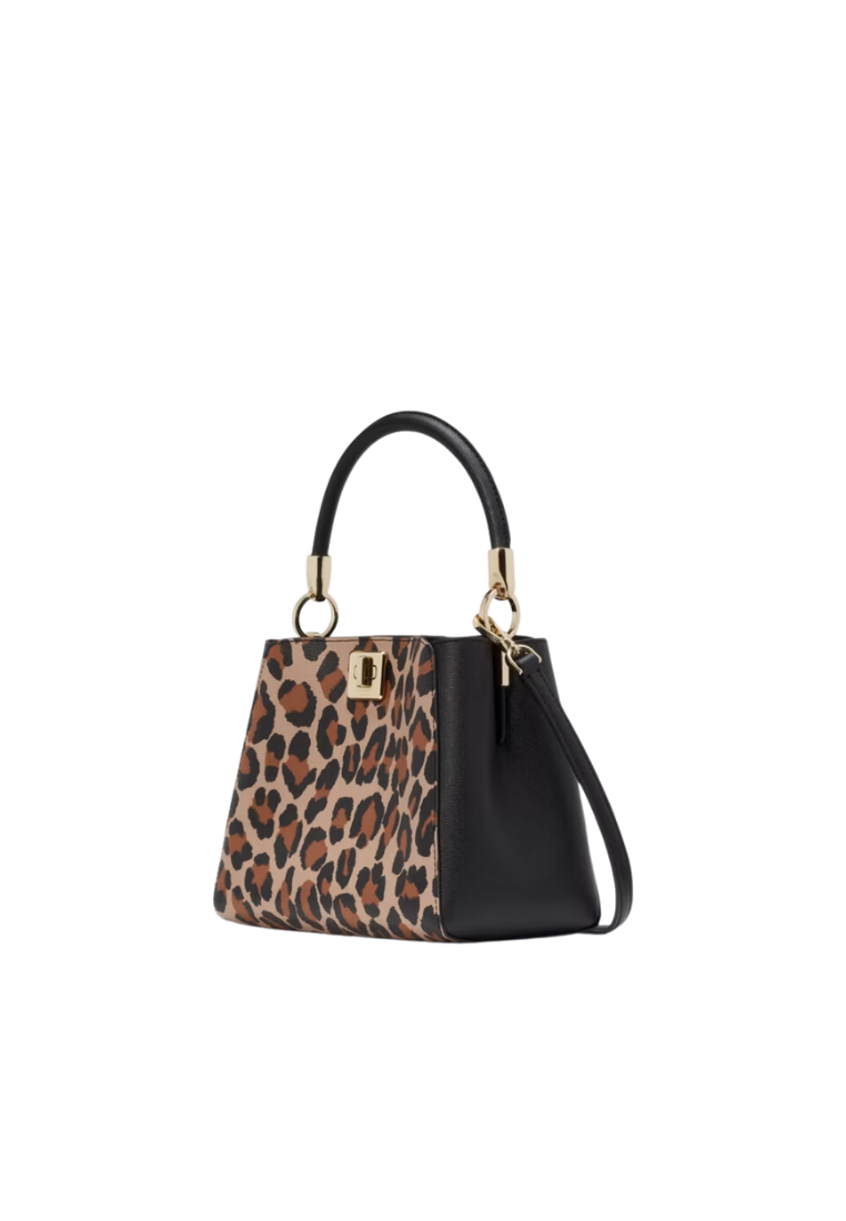 Kate Spade Phoebe Small Spotted Leopard Top Handle Satchel Bag In Brown Multi KH486