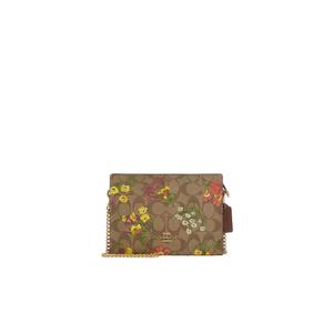 Coach Slim Signature Canvas Crossbody Bag With Floral Print In Khaki Multi CR240